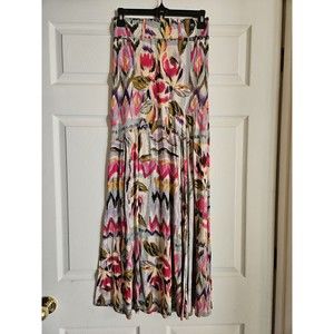 $80 Buffalo David Bitton Women's Ivory Abstract Floral Print Slit Maxi Skirt S